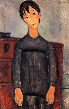 アメデオ・モディリアーニ Painting - 黒いエプロンを着た少女 1918年 アメデオ・モディリアーニ